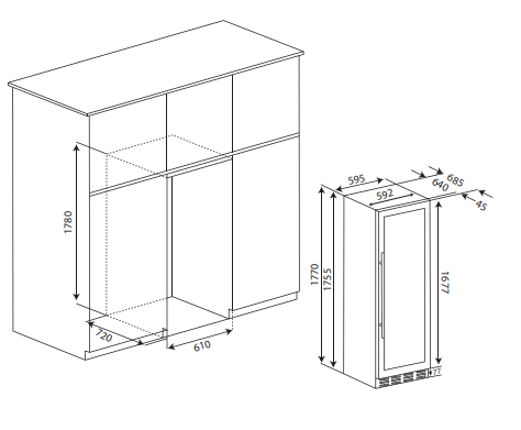 165 bottles Wine Chiller Specification