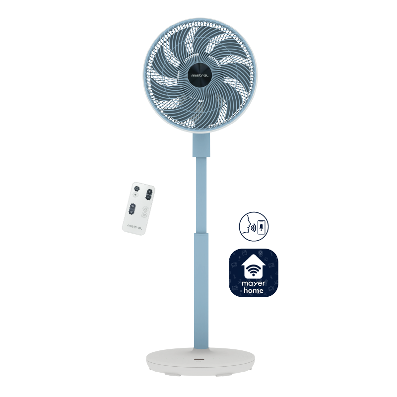 Summer Breeze 12" DC High Velocity Stand Fan with Wi-Fi & Remote Mid-night Blue / Peach Créme / Sky Blue