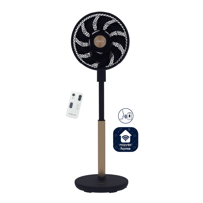 Summer Breeze 12" DC High Velocity Stand Fan with Wi-Fi & Remote Mid-night Blue / Peach Créme / Sky Blue