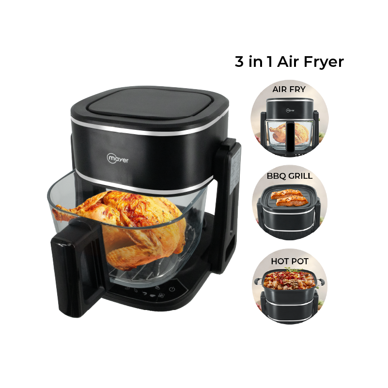 4.5L 3-in-1 Glass Air Fryer with Grill