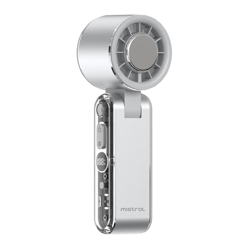 AirZee Max- High Speed Turbo Foldable USB Fan with Cooling Conductor Metallic Silver White / Metallic Baby Blue