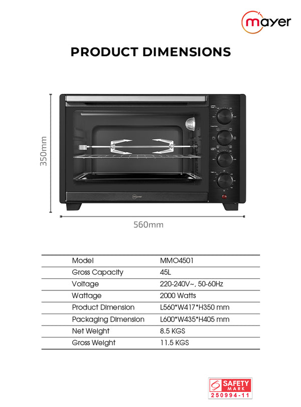 45L Electric Oven Specification