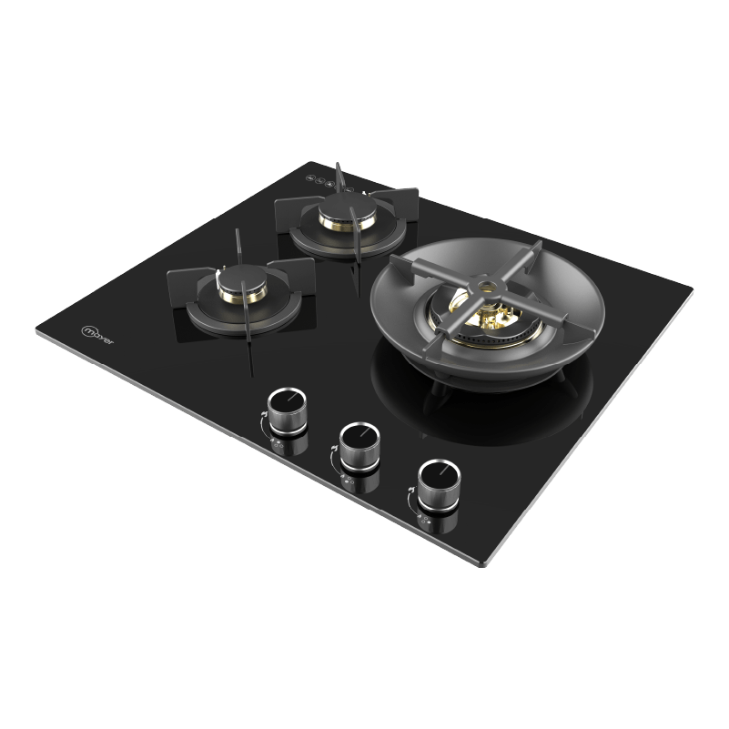 60cm 3 Zone Glass Gas Hob