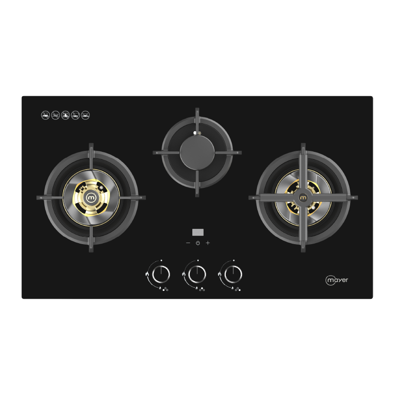 78cm 3 Burner Glass Gas Hob