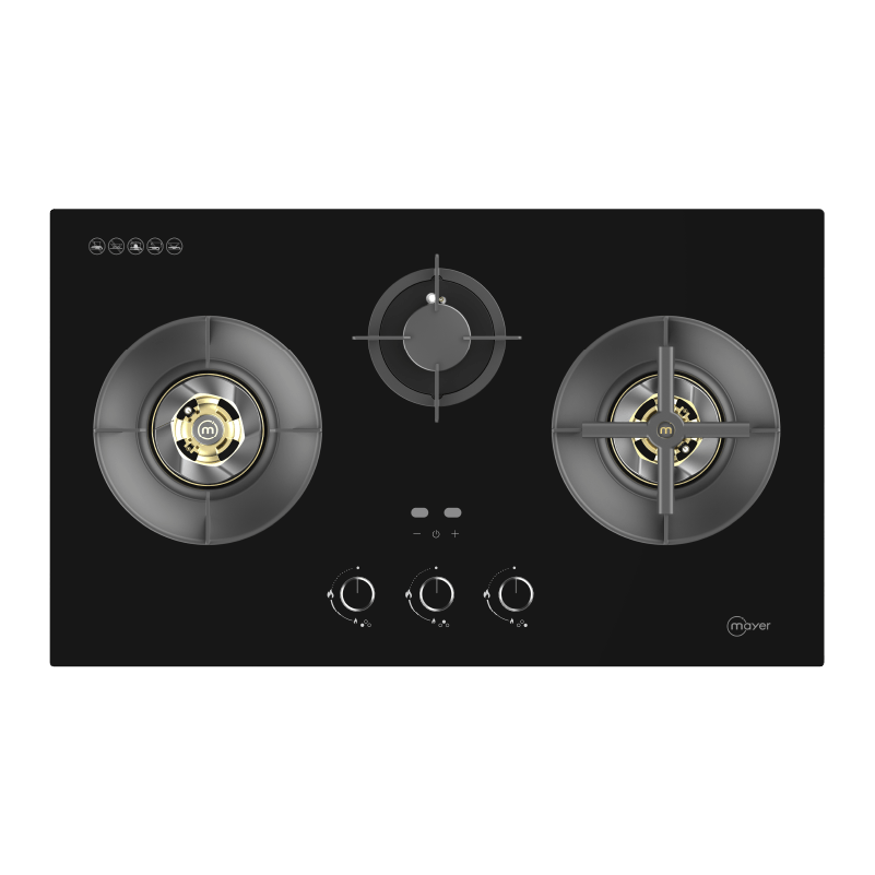 88cm 3 Zone Glass Gas Hob