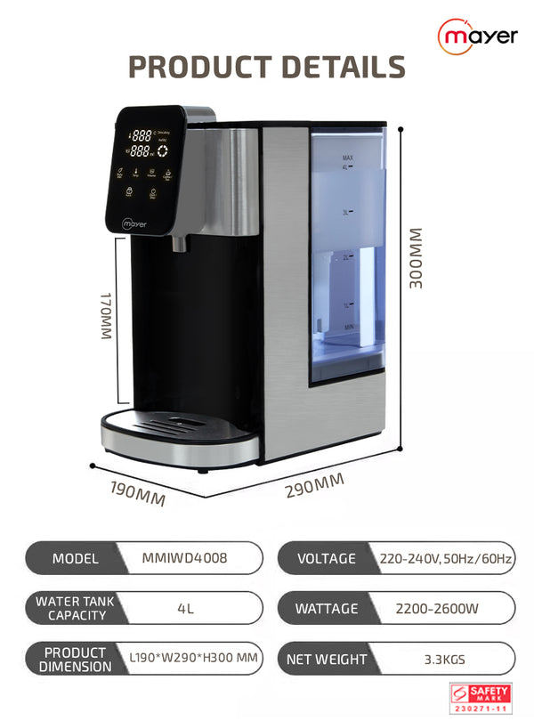 4L Instant Heating Water Dispenser with Filter Specification