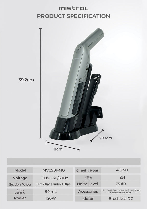 Handheld Portable Vacuum with accessories Specification