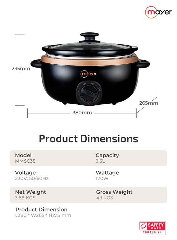 3.5L Electric Slow Cooker Specification