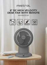 6" DC High Velocity Desk Fan With Remote