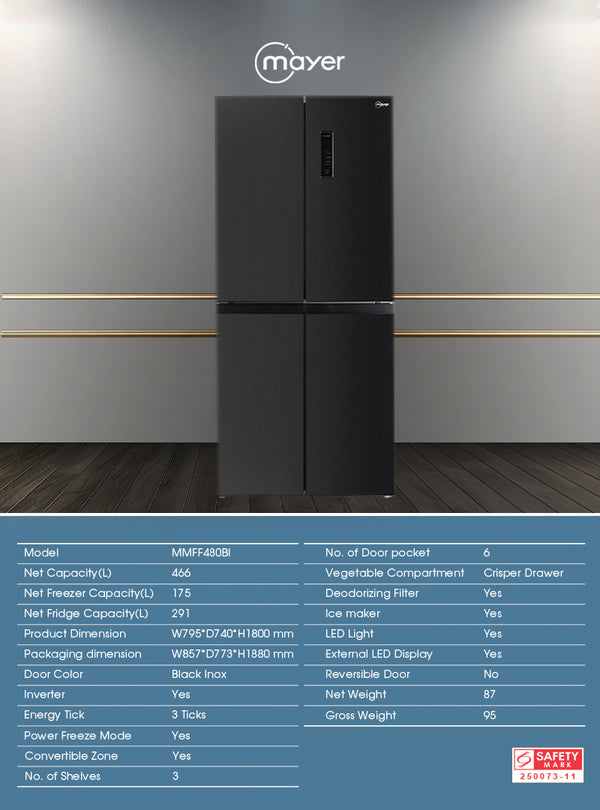 466L Multi-Door Frost Bottom Freezer Fridge Specification