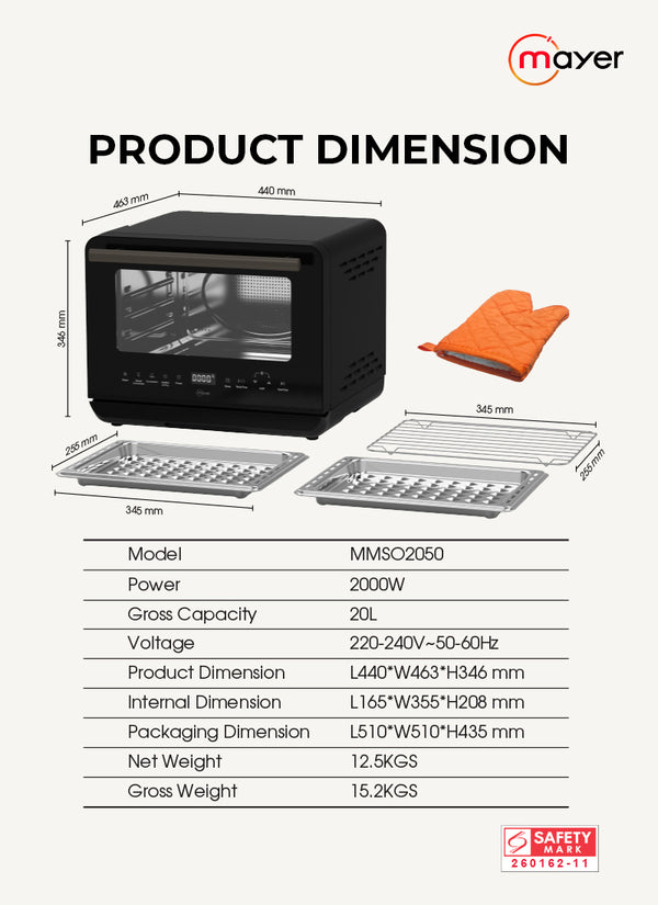 20L Multifunction Steam Oven Specification