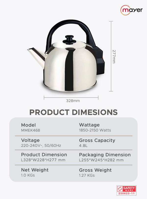 4.8L Electric Kettle Specification