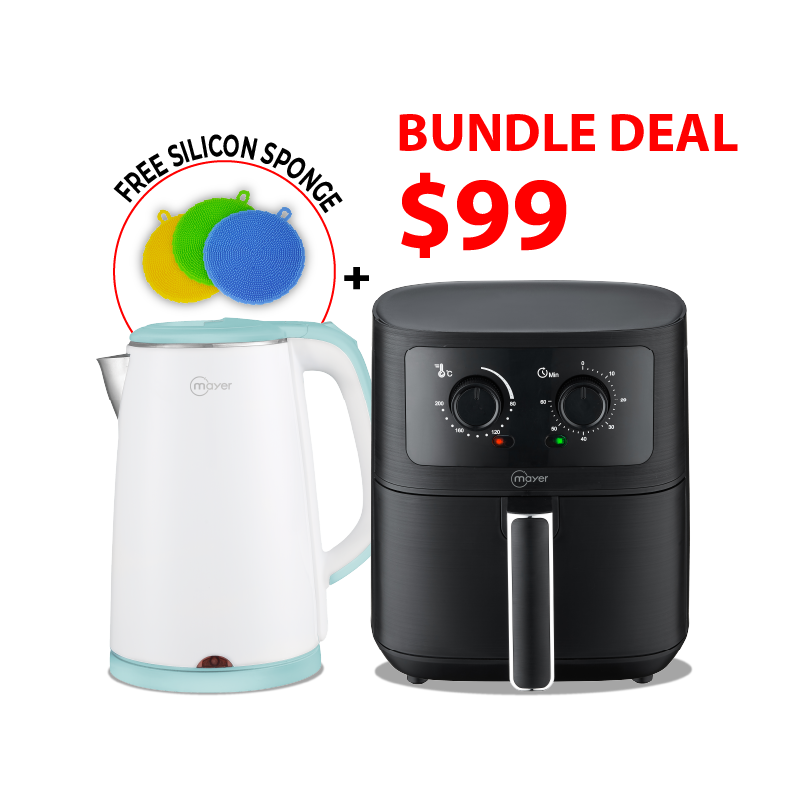 [10.10 Bundle of 2] CrispPRO 4.5L Air Fryer + 2.4L Electric Kettle