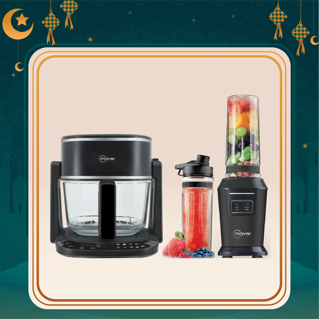 [Raya Bundle] 4.5L 3-in-1 Glass Air Fryer with Grill + 600ml Personal Power Blender