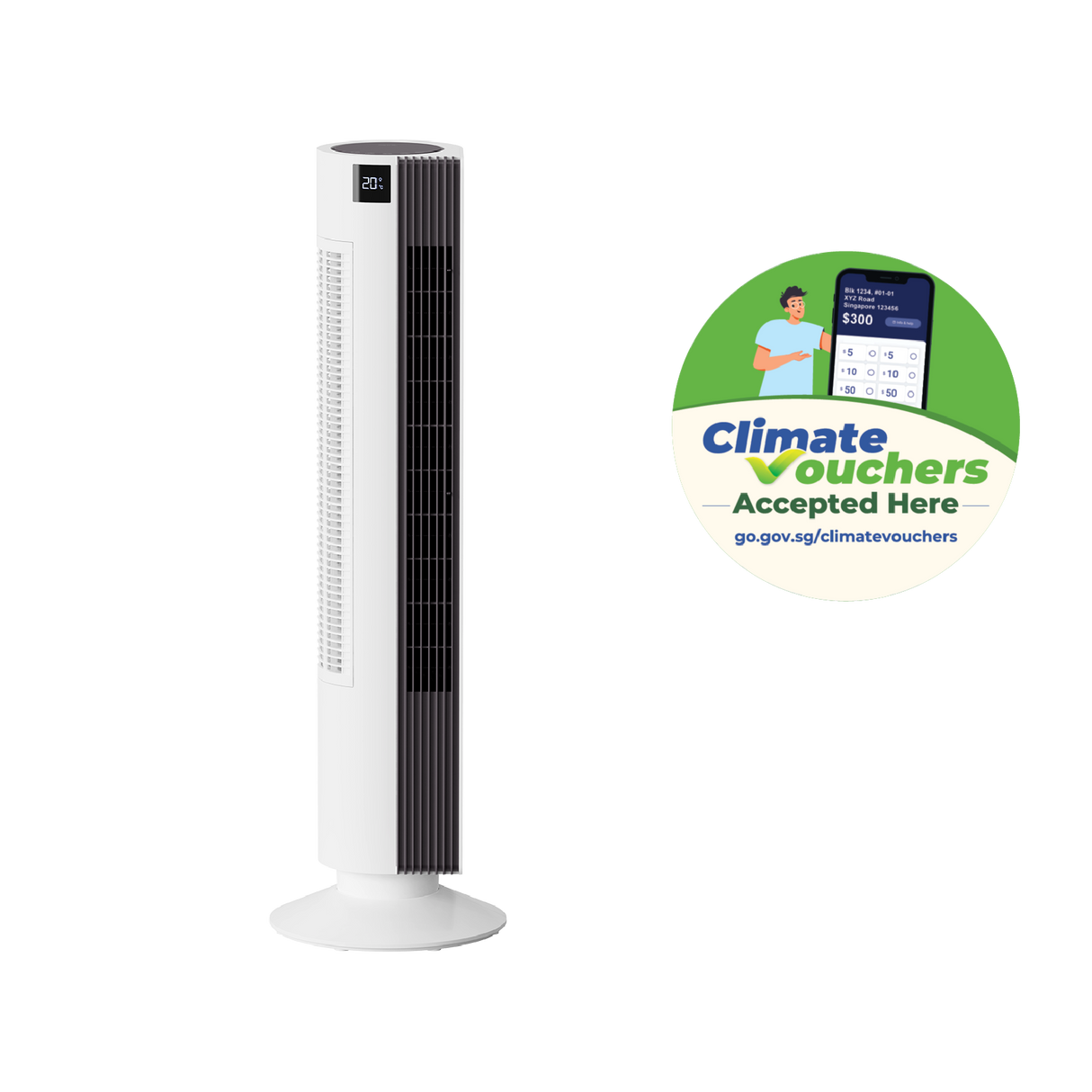 [Climate Voucher] 35" DC Tower Fan With Remote Control