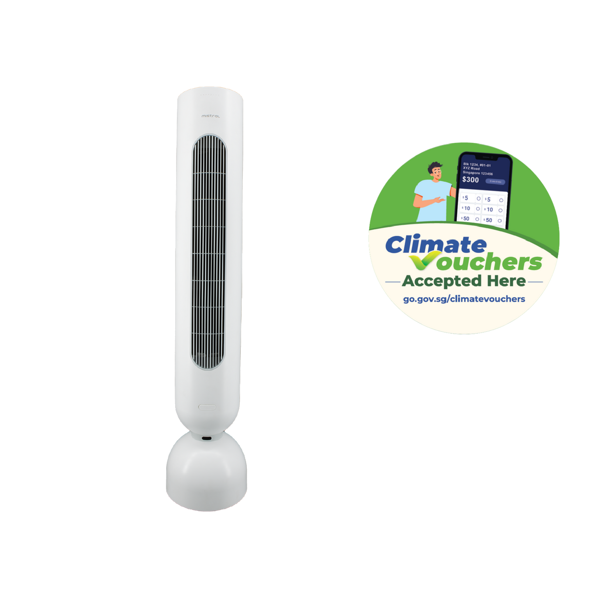 [Climate Voucher] 43" DC Tower Fan With Remote Control