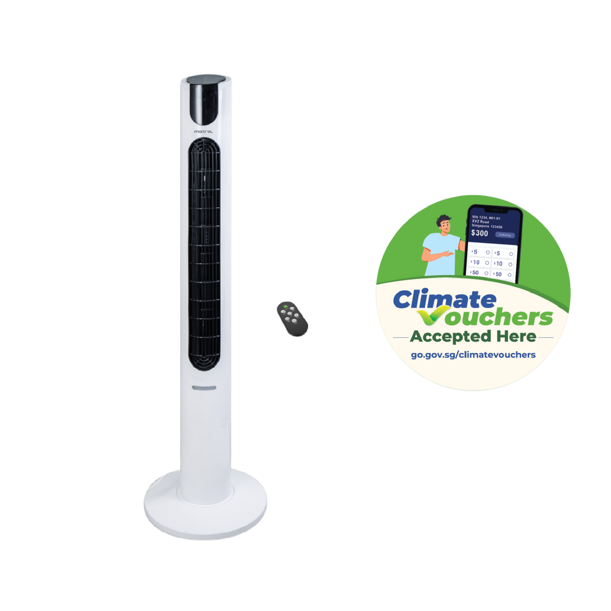 [Climate Voucher] 45" DC Tower Fan with Remote