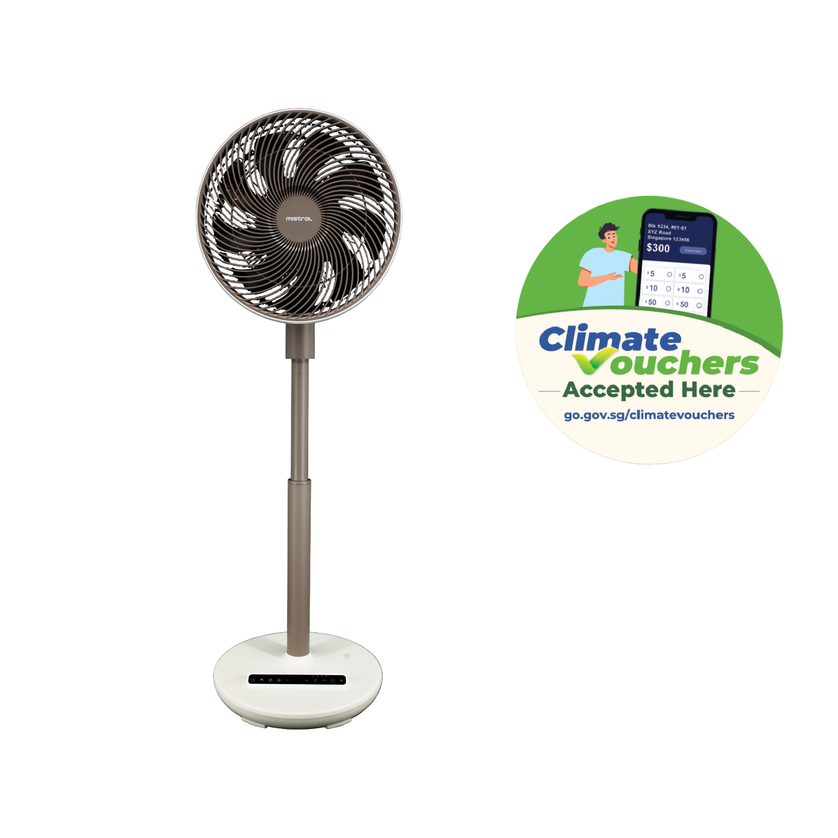 [Climate Voucher] 12" DC High Velocity Moodlight Fan with Remote - Moonlight