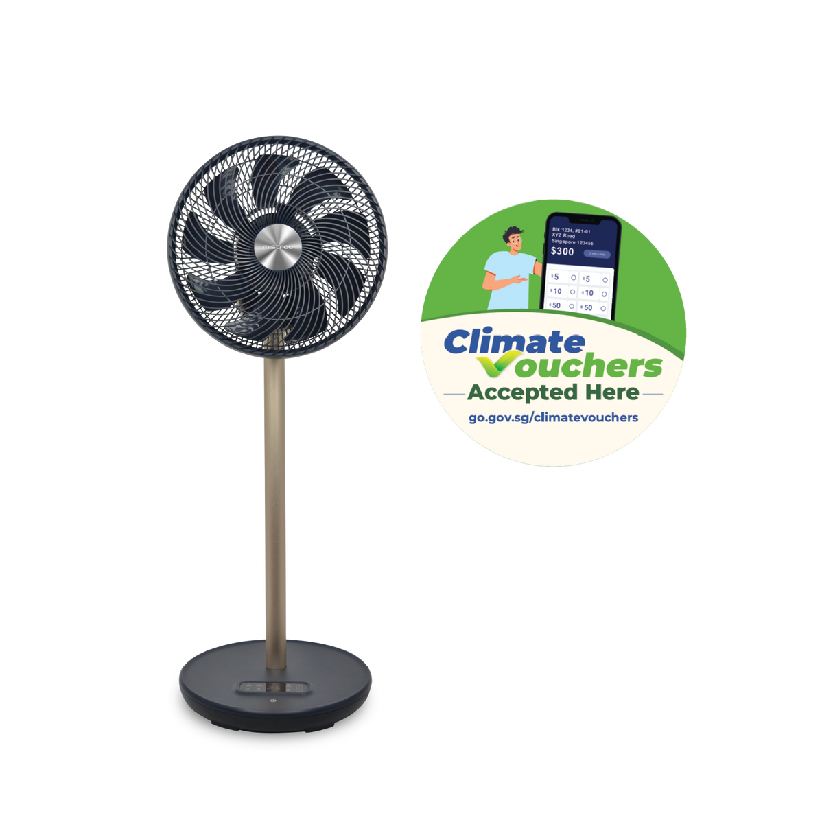 [Climate Voucher] 12" High Velocity Stand Fan with Remote Control