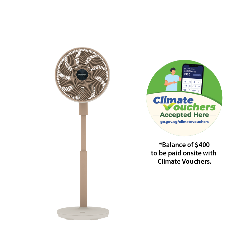 [Climate Voucher] Summer Breeze 12" DC High Velocity Stand Fan with Wi-Fi & Remote Mid-night Blue / Peach Créme / Sky Blue