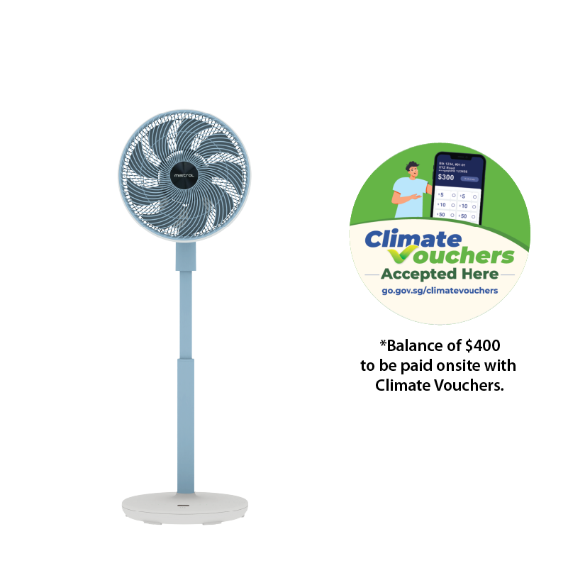 [Climate Voucher] Summer Breeze 12" DC High Velocity Stand Fan with Wi-Fi & Remote Mid-night Blue / Peach Créme / Sky Blue