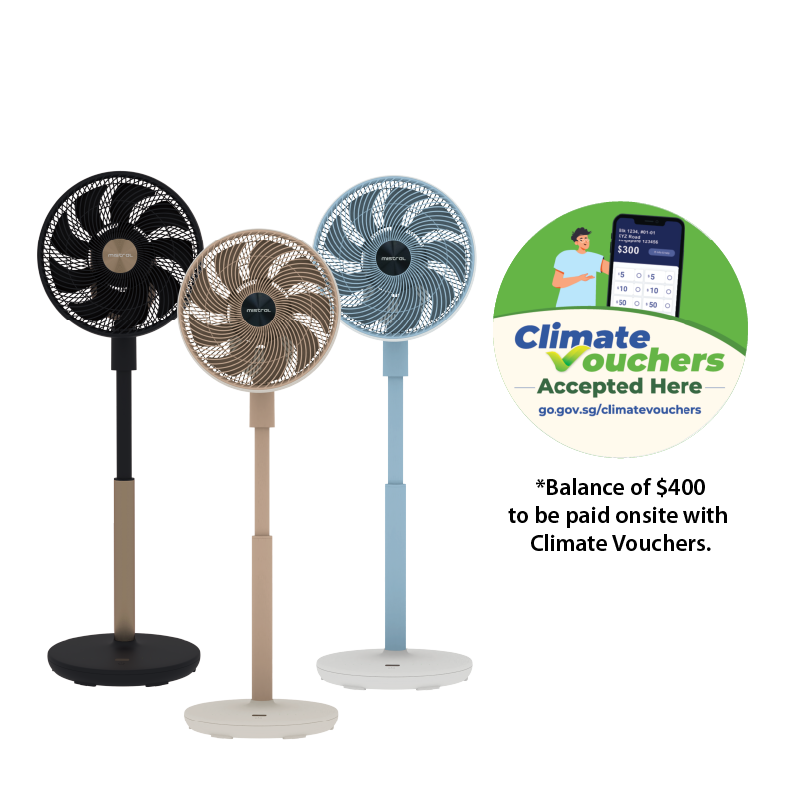 [Climate Voucher] Summer Breeze 12" DC High Velocity Stand Fan with Wi-Fi & Remote Mid-night Blue / Peach Créme / Sky Blue