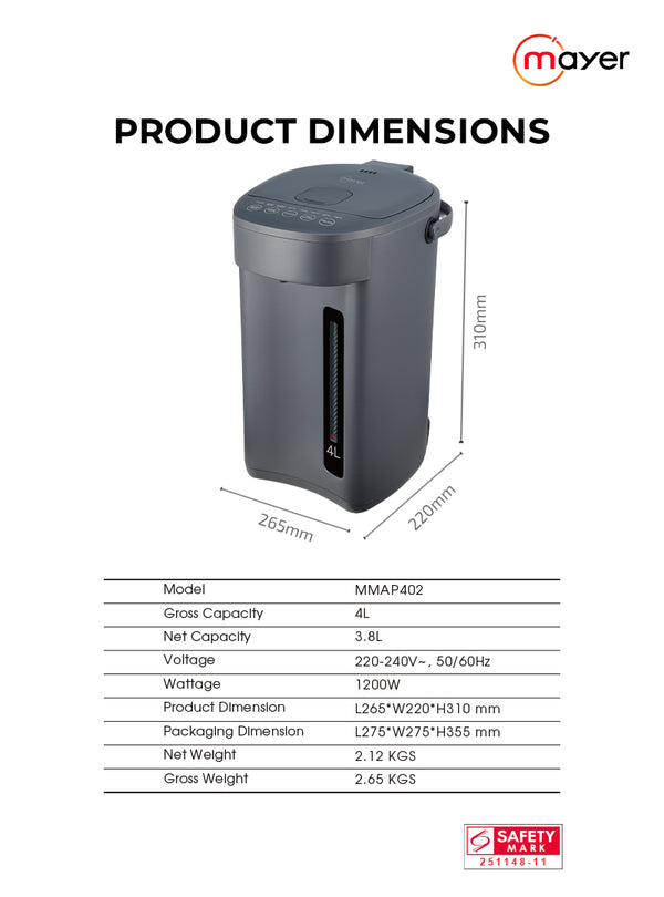 4L Digital Air Pot Specification