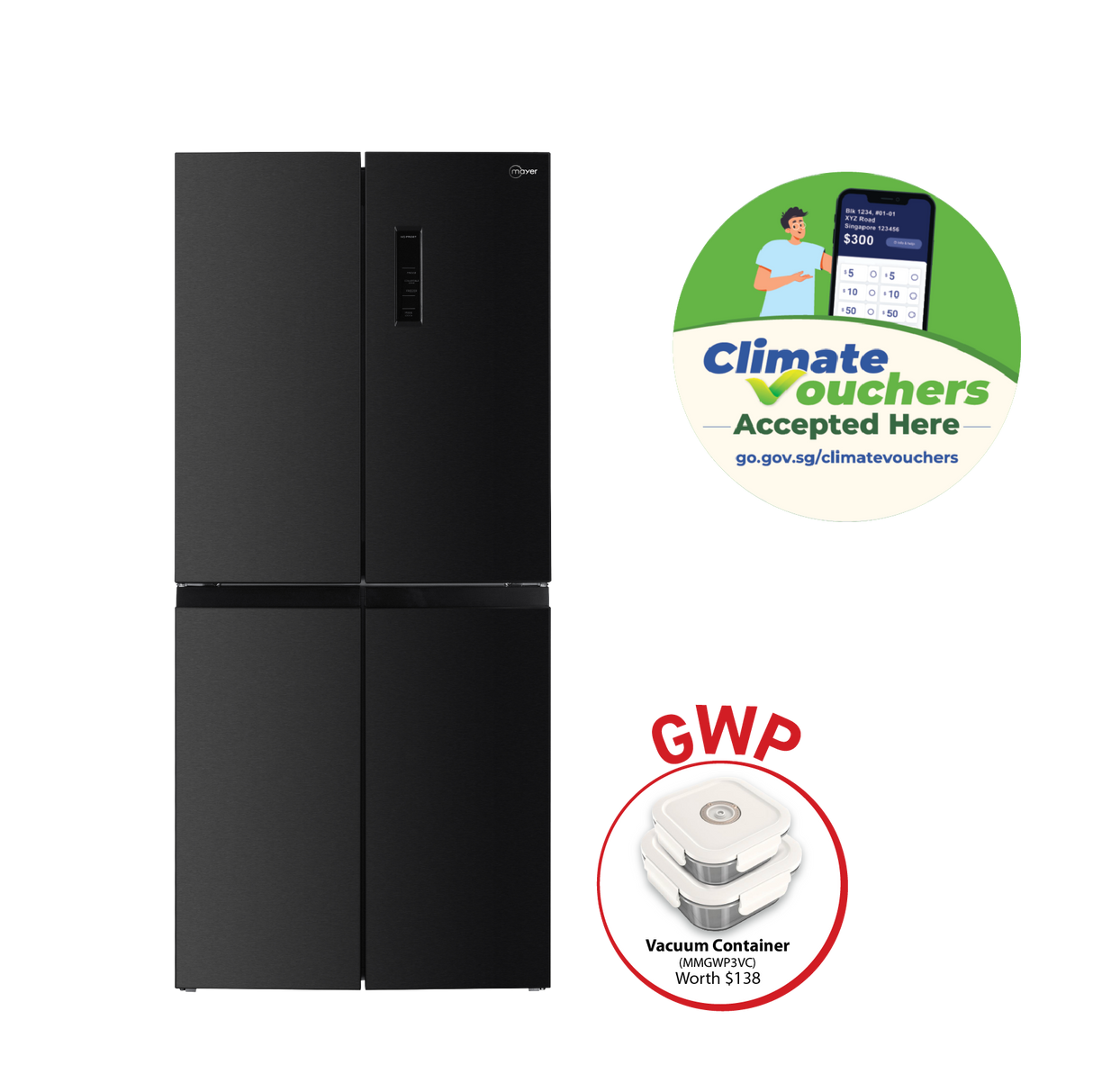 [Climate Voucher] 466L Multi-Door Frost Bottom Freezer Fridge