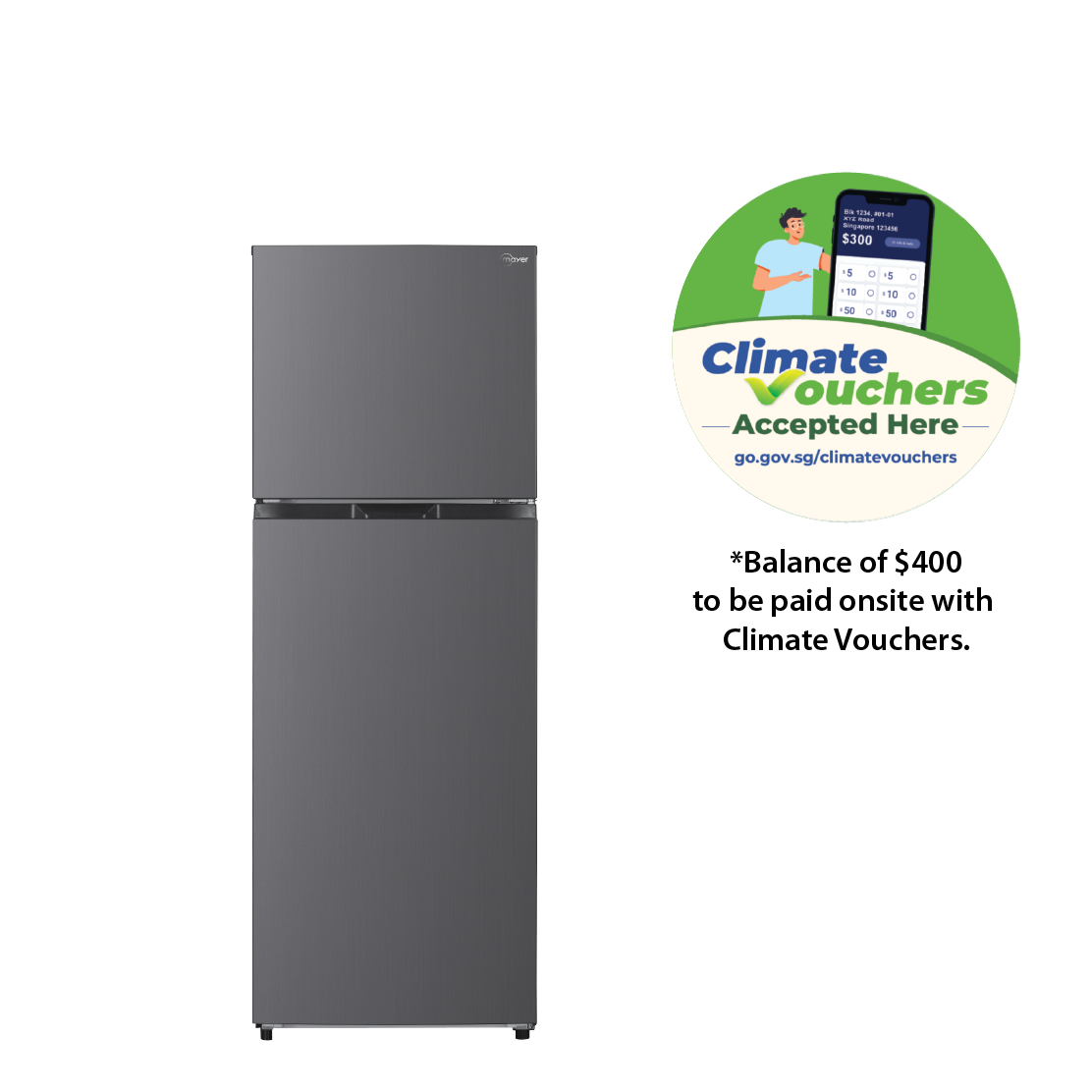 [Climate Voucher] 334L 2-Door Frost Free Top Mount Freezer Fridge