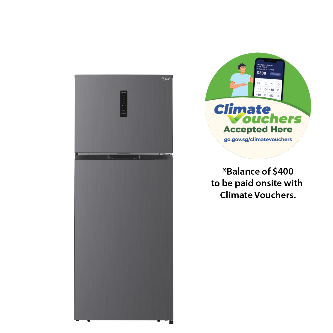 Climate Voucher] 415L 2-Door Frost Free Top Mount Freezer Fridge