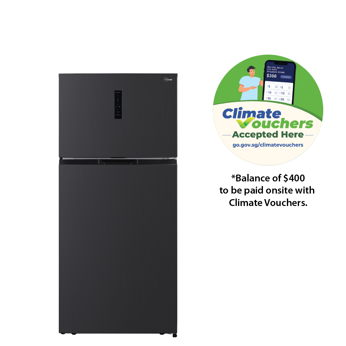 [Climate Voucher] 480L 2-Door Frost Free Top Mount Freezer Fridge