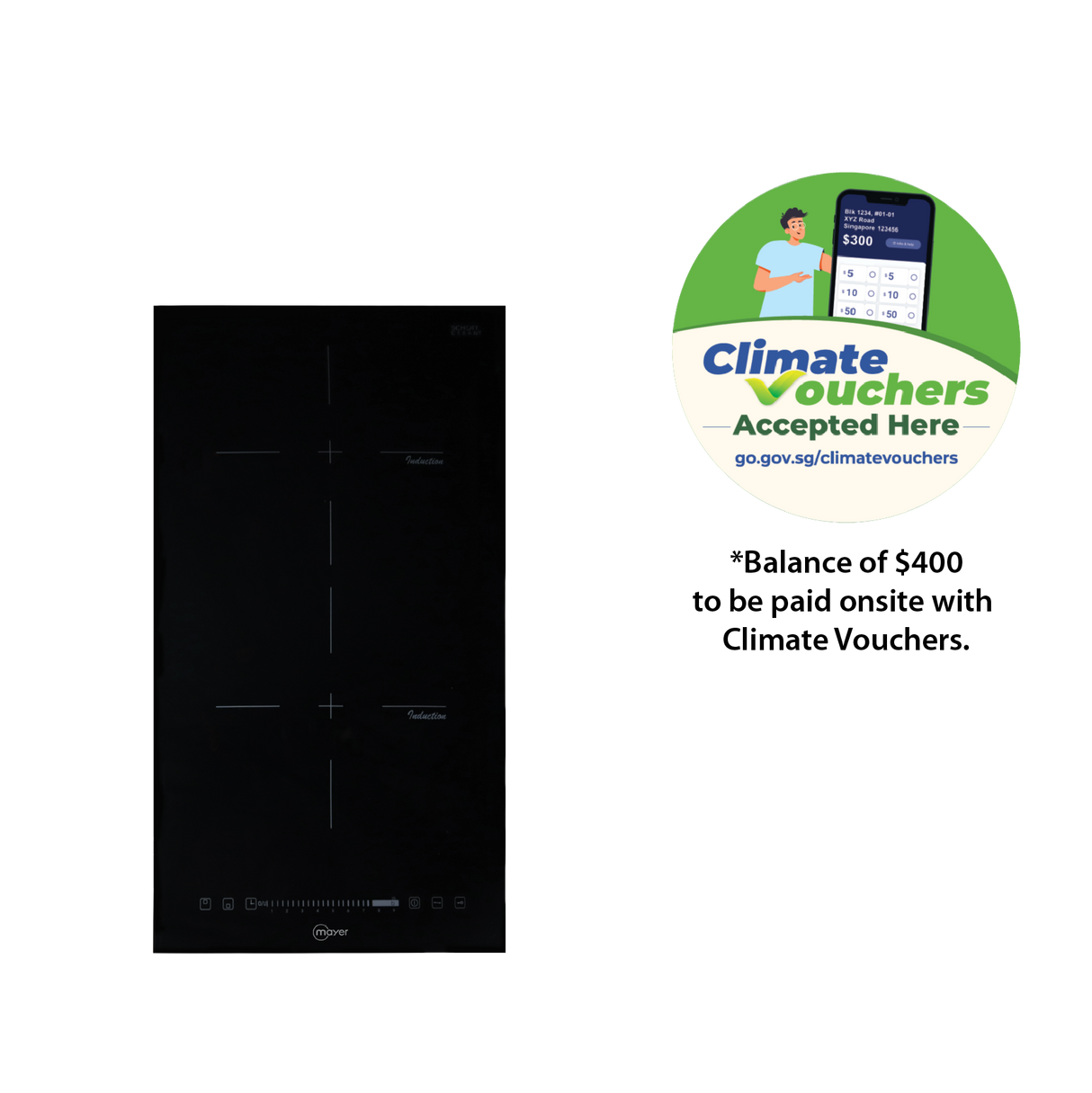 [Climate Voucher] 30cm 2 Zone Domino Induction Hob with Slider