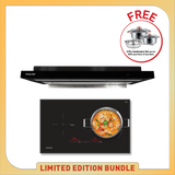 75cm 2 Zone Induction Hob with Slider + Semi-integrated Hood with Oil Tray (FREE 5-pcs Set Cookware MSC5P)