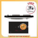 75cm 2 Zone Induction Hob with Slider + Semi-integrated Hood with Oil Tray (FREE 5-pcs Set Cookware MSC5P)