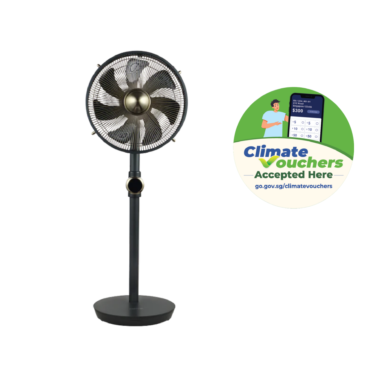 [Climate Voucher] 12” Metal Stand Fan with Remote