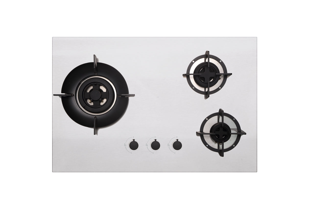 75cm 3 Zone Stainless Steel Gas Hob