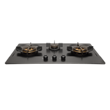 75cm 3 Burners Stainless Steel (Gun Metal Finishing) Gas Hob