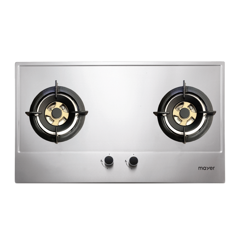 86 cm 2 Burner Stainless Steel Gas Hob | Mayer Singapore
