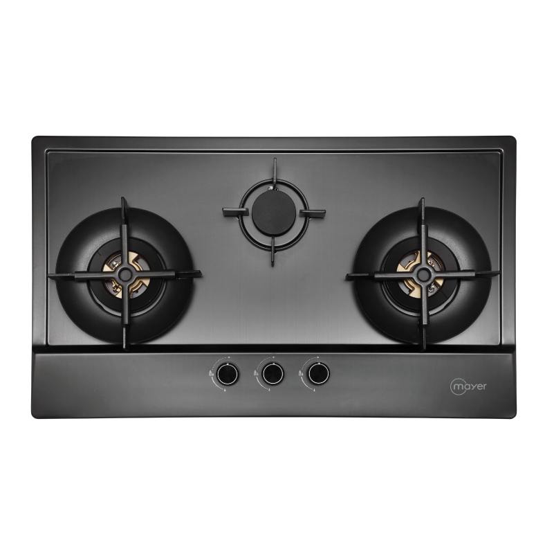 86cm 3 Burner Stainless Steel (Gun Metal Finishing) Gas Hob - Rotguss