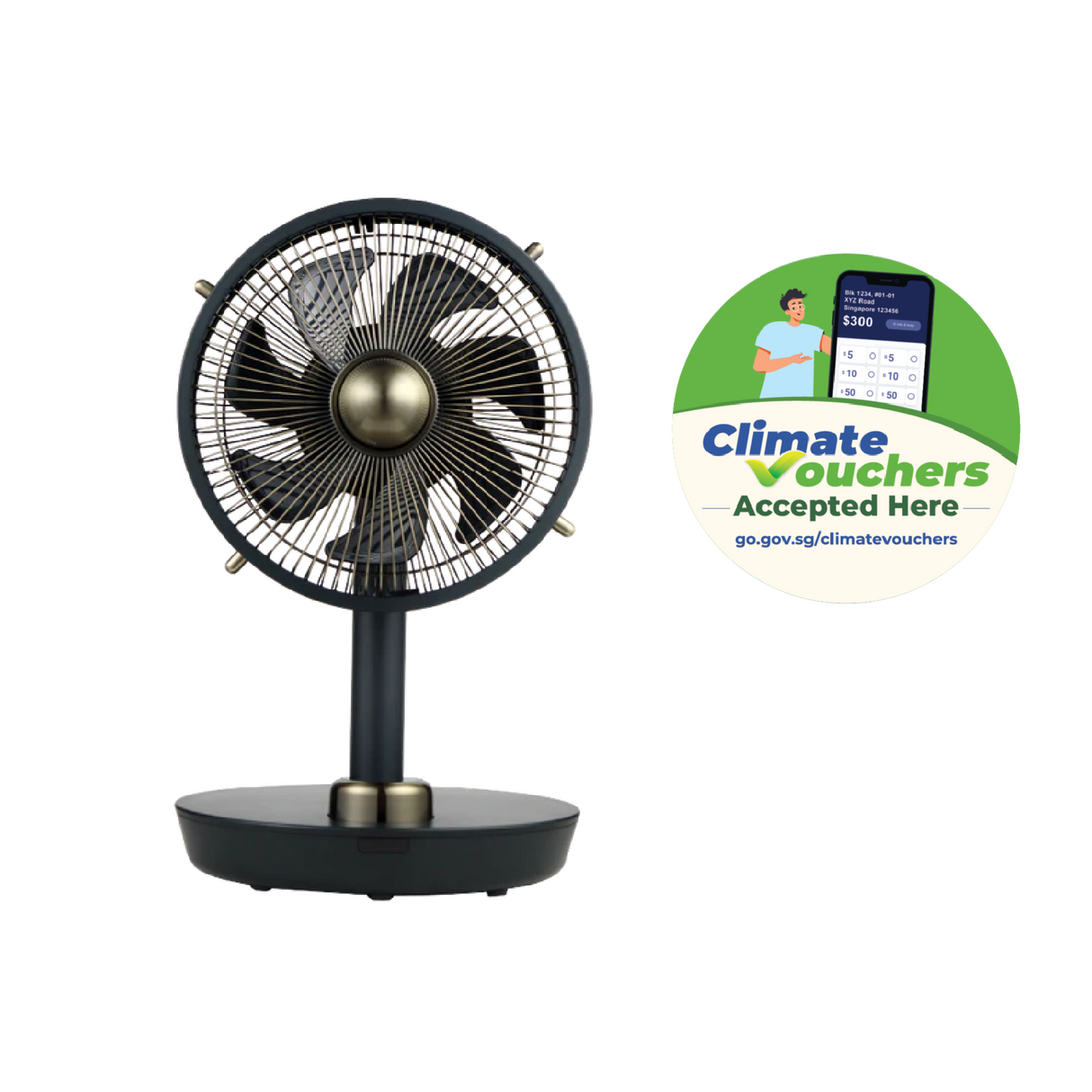 [Climate Voucher] 8” Metal Table Fan
