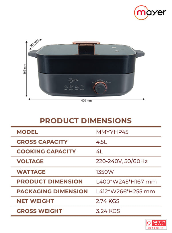 4.5L Yuan Yang Hot Pot Specification