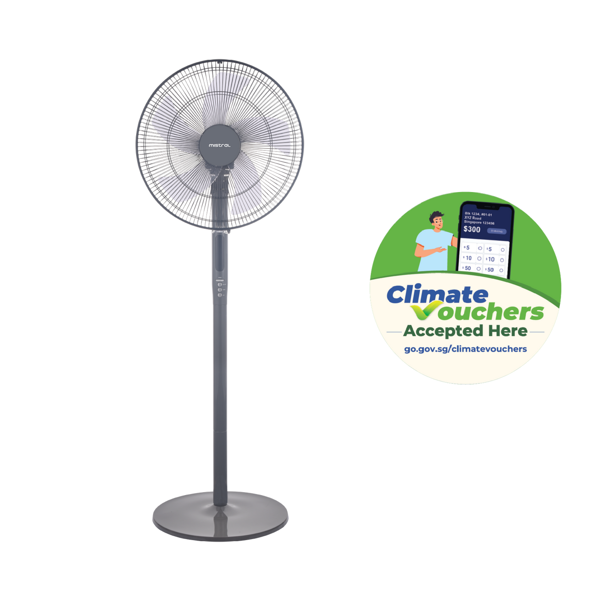[Climate Voucher] 16" Stand Fan with Remote Control
