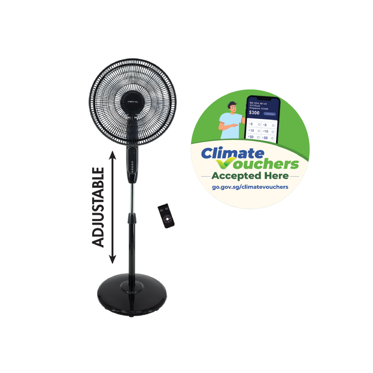 [Climate Voucher] 16” DC Stand Fan with Remote