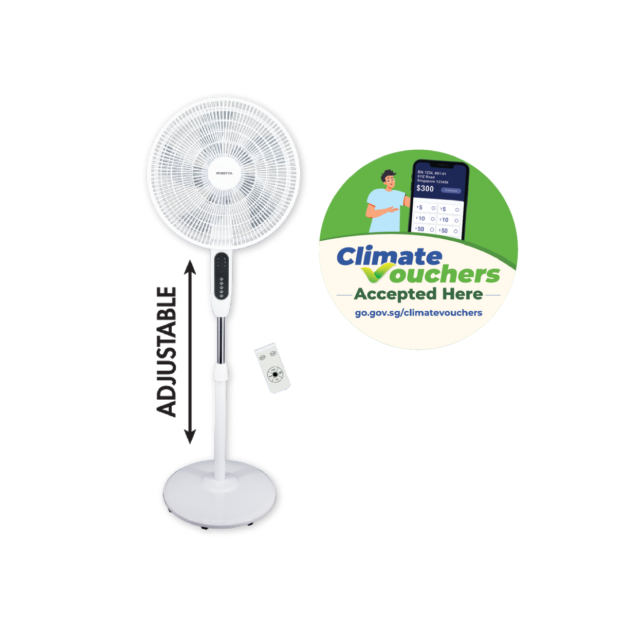 [Climate Voucher] 16” DC Stand Fan with Remote