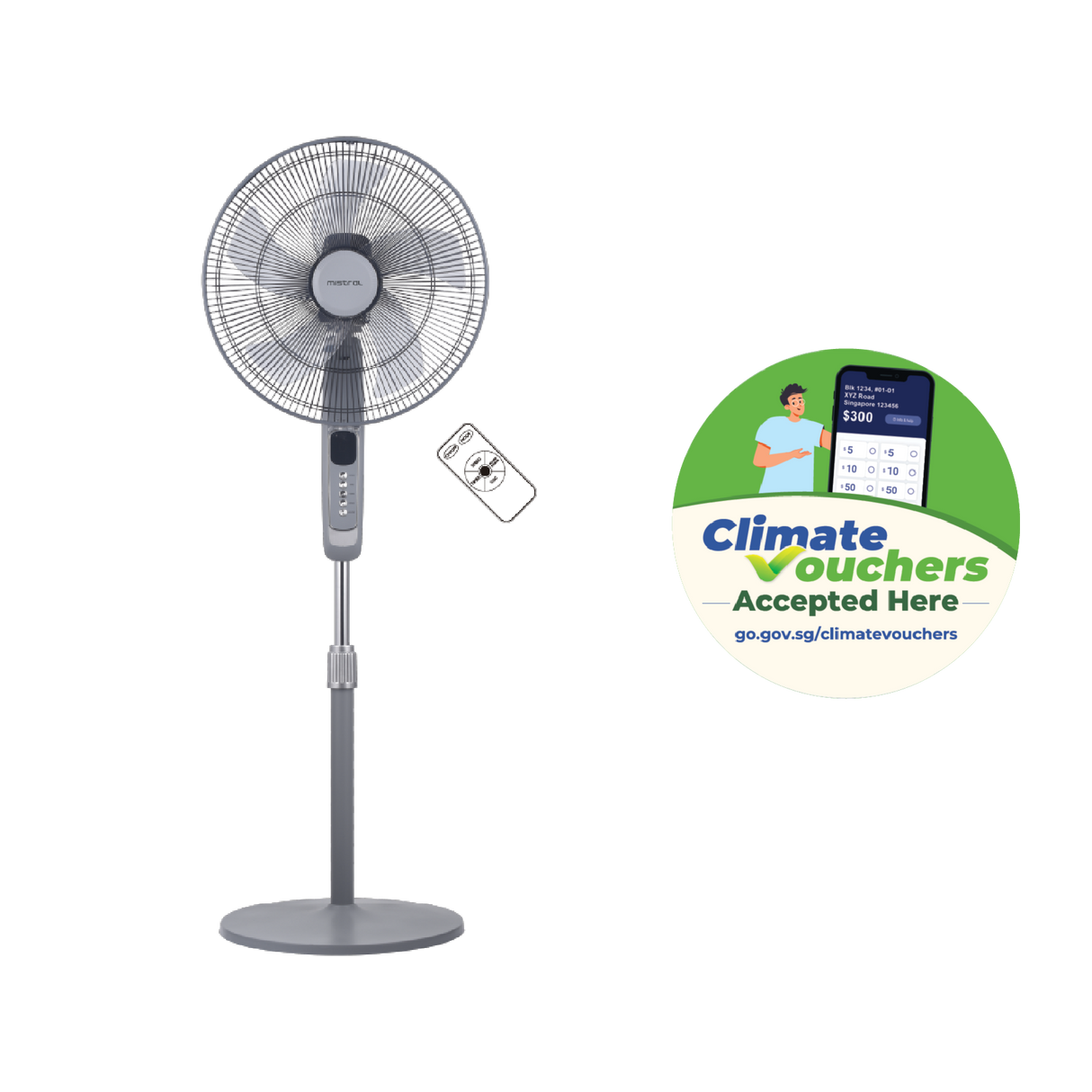 [Climate Voucher] 16" DC Stand Fan with Remote - SG60 EXCLUSIVE with AC Adapter