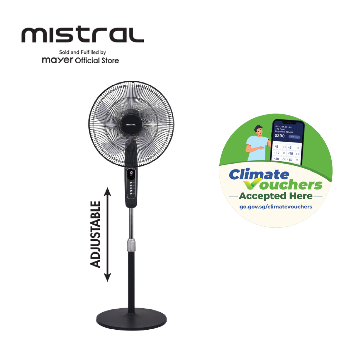 [Climate Voucher] 16" DC Stand Fan with Remote - Black