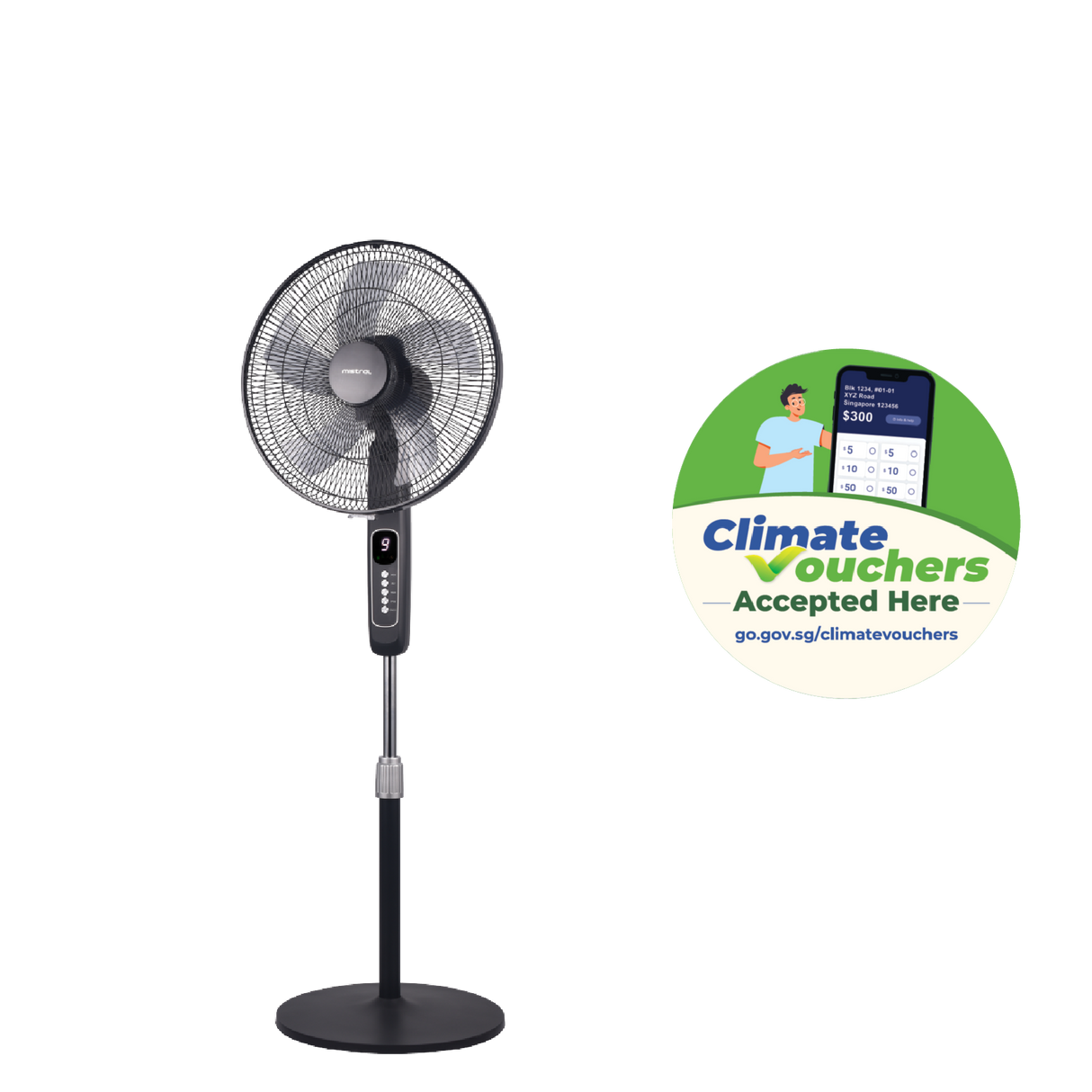 [Climate Voucher] 16" DC Stand Fan with Remote - Black