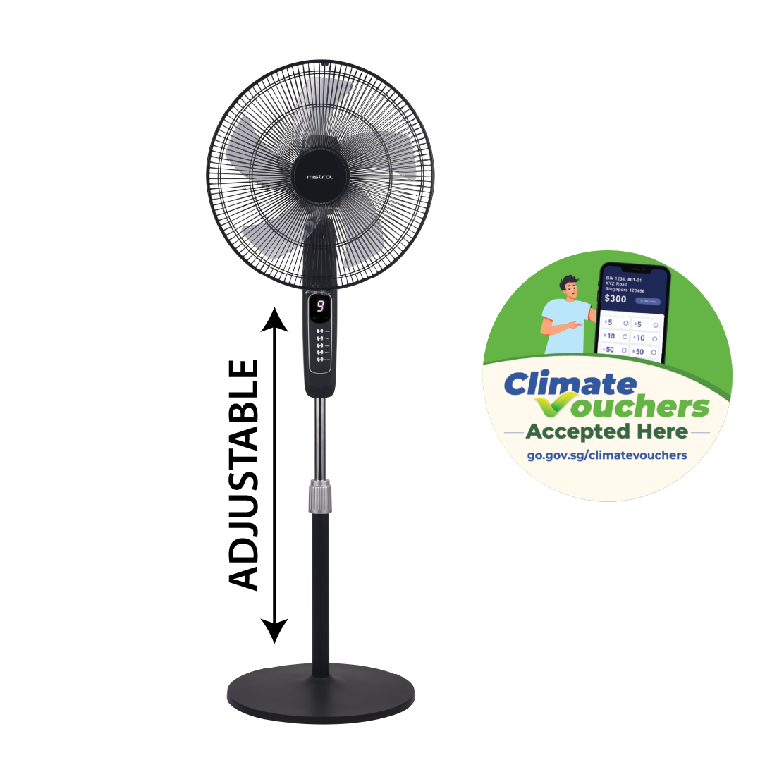 [Climate Voucher] 16" DC Stand Fan with Remote - Black