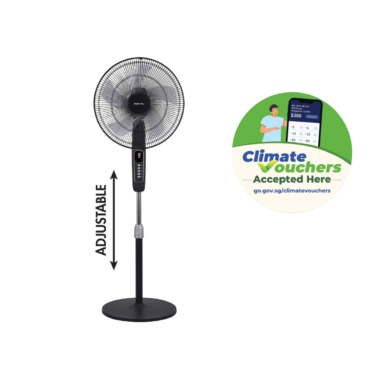 [Climate Voucher] 16" DC Stand Fan with Remote - Black