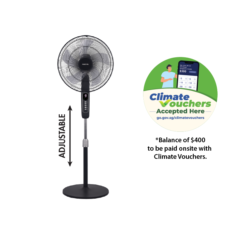 [Climate Voucher] 16" DC Stand Fan with Remote - Black